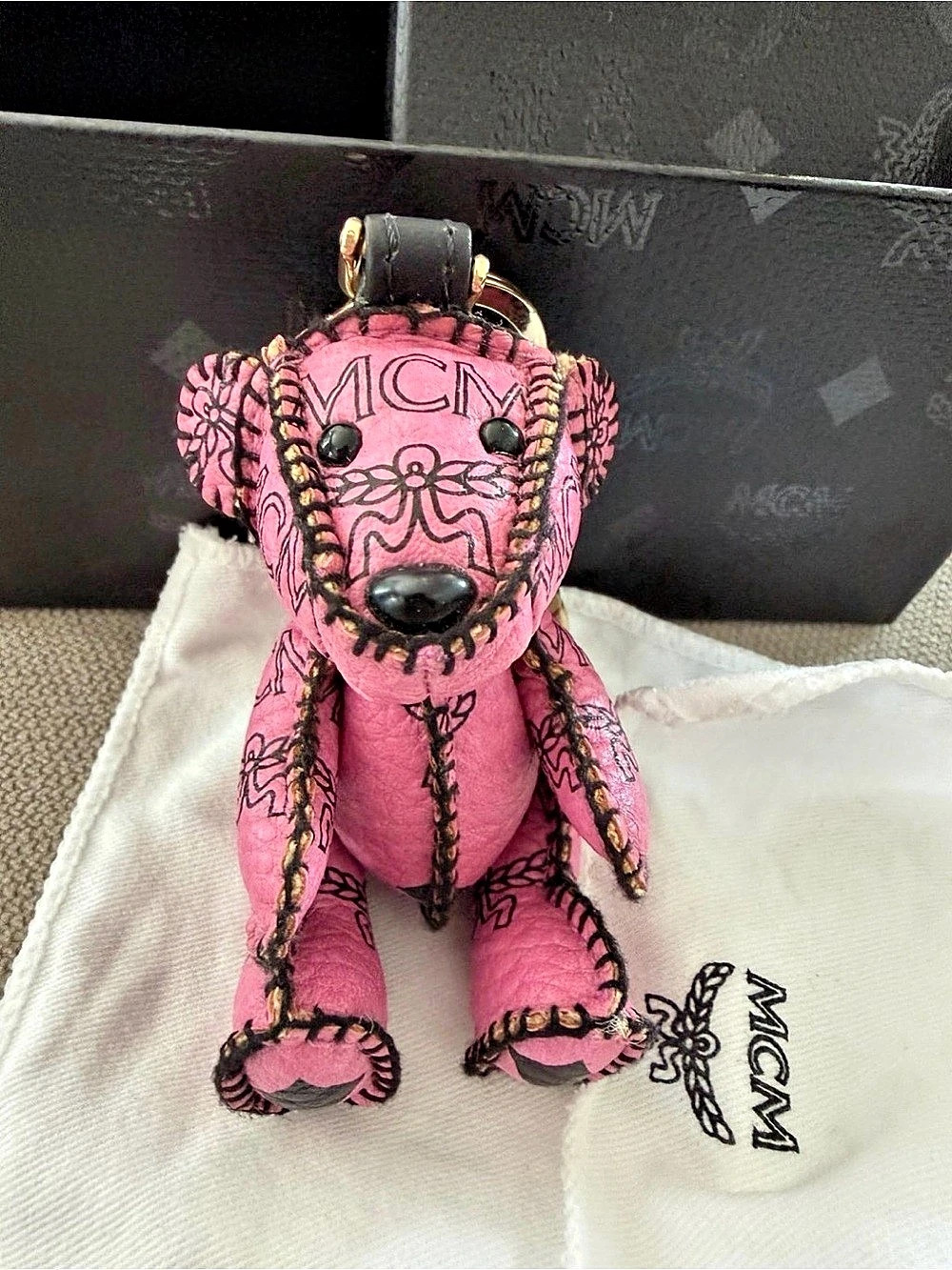 Authentic MCM Bear Keychain Pink